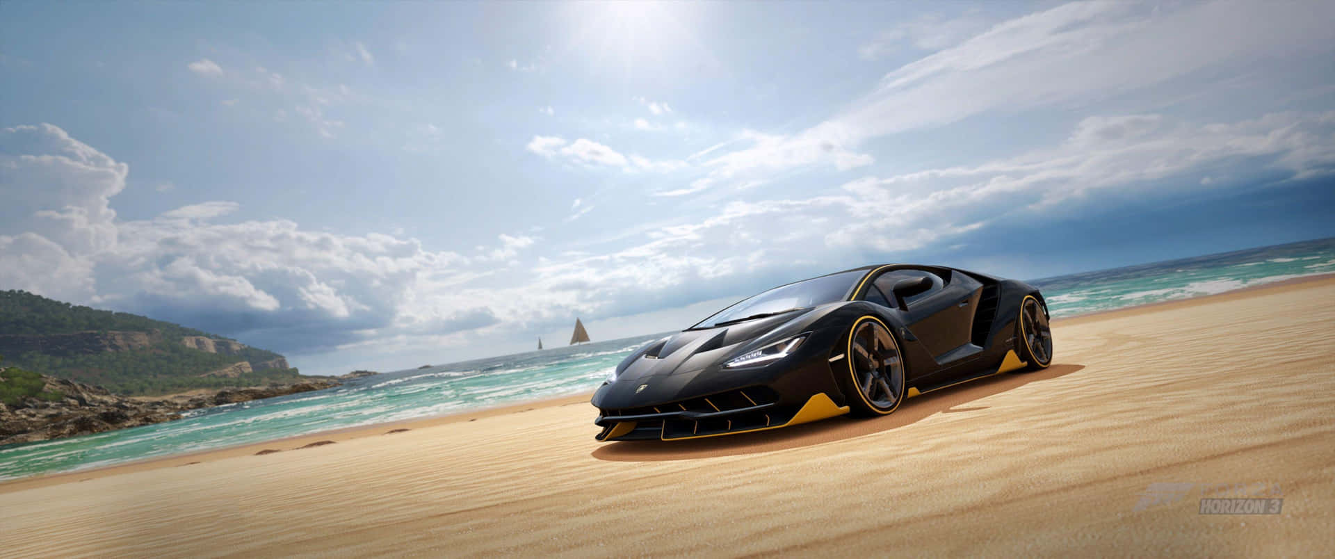 Lamborghinijunto A La Playa En Forza Horizon 4 Hd Fondo de pantalla