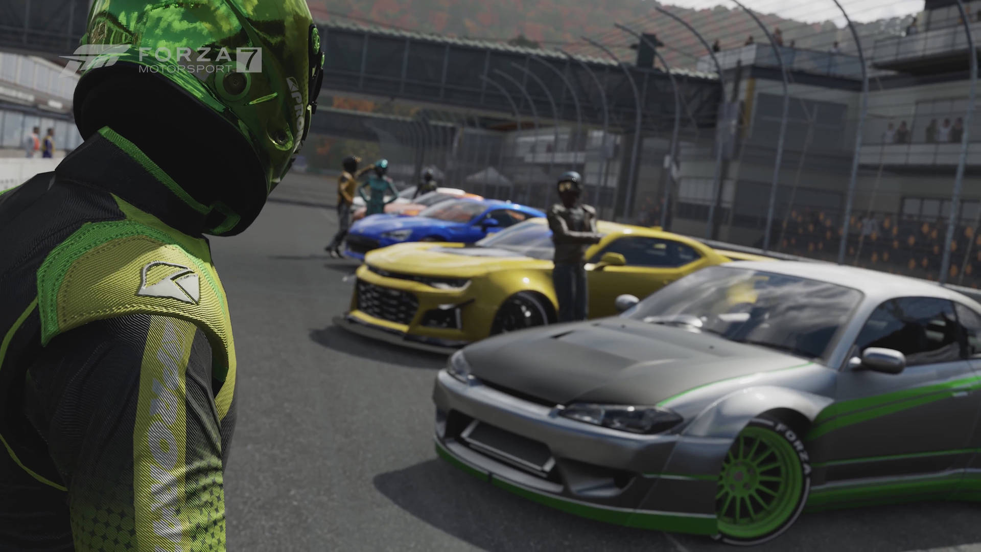 Forza Motorsport 7 Racer i grønt Wallpaper