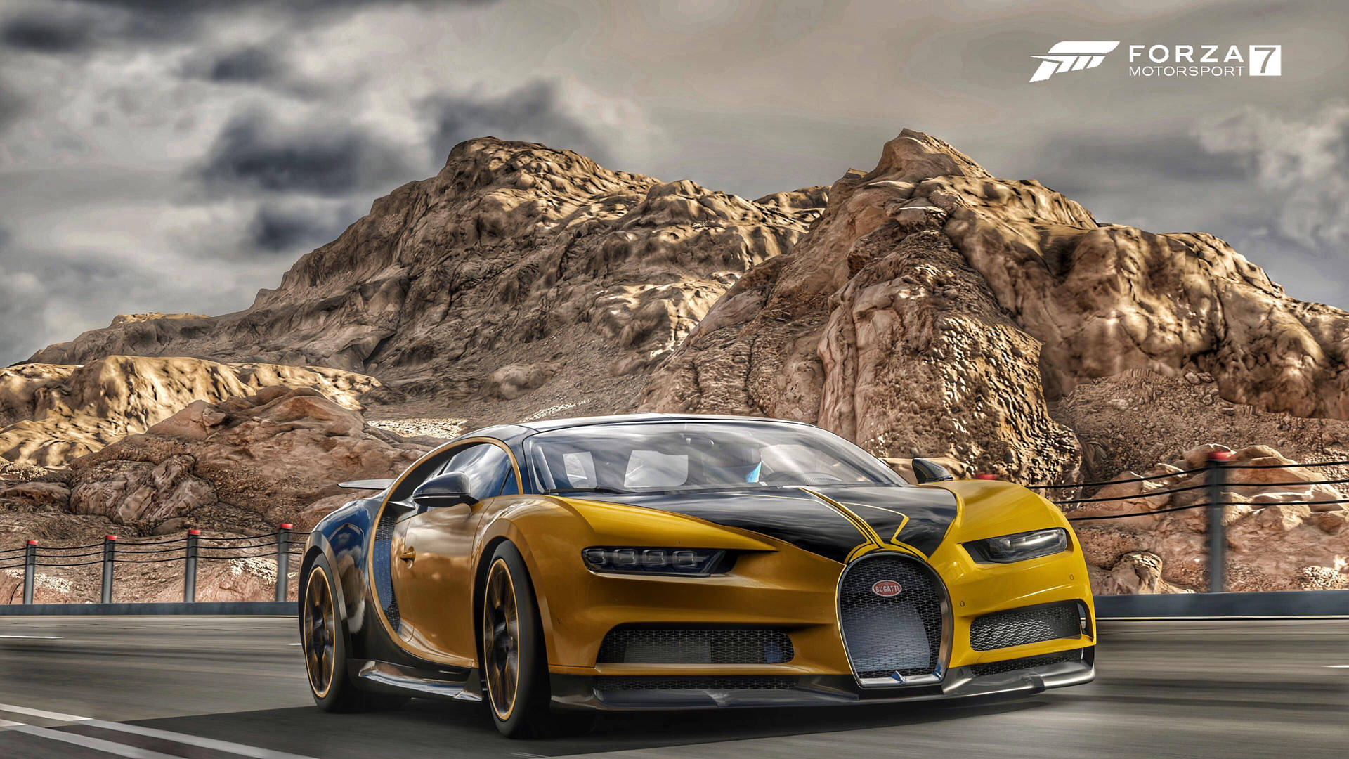 Forzamotorsport 7 Gula Bugatti Chiron Wallpaper