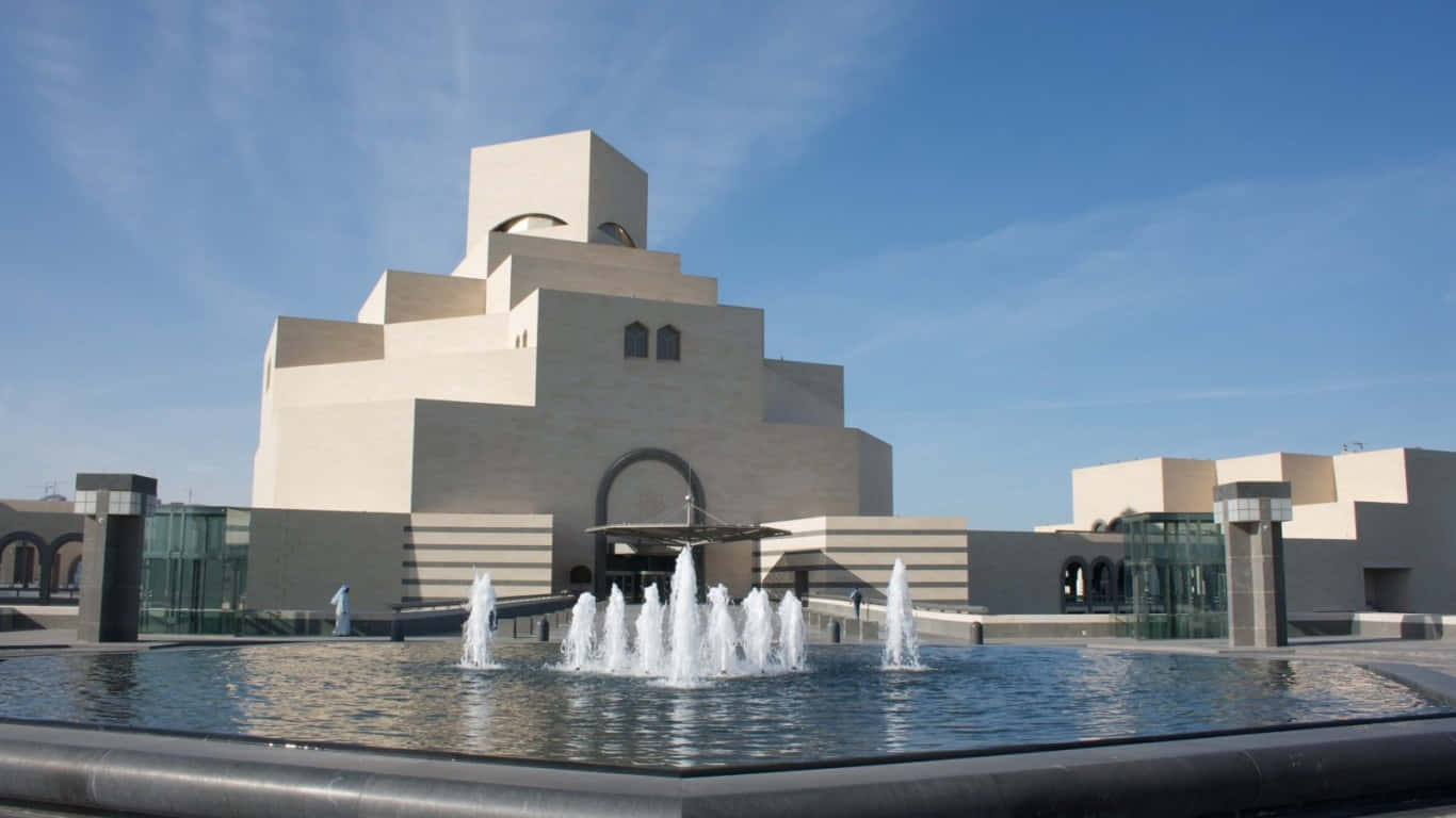 Stunning fountain view at the Museum Of Islamic Art. Wallpaper