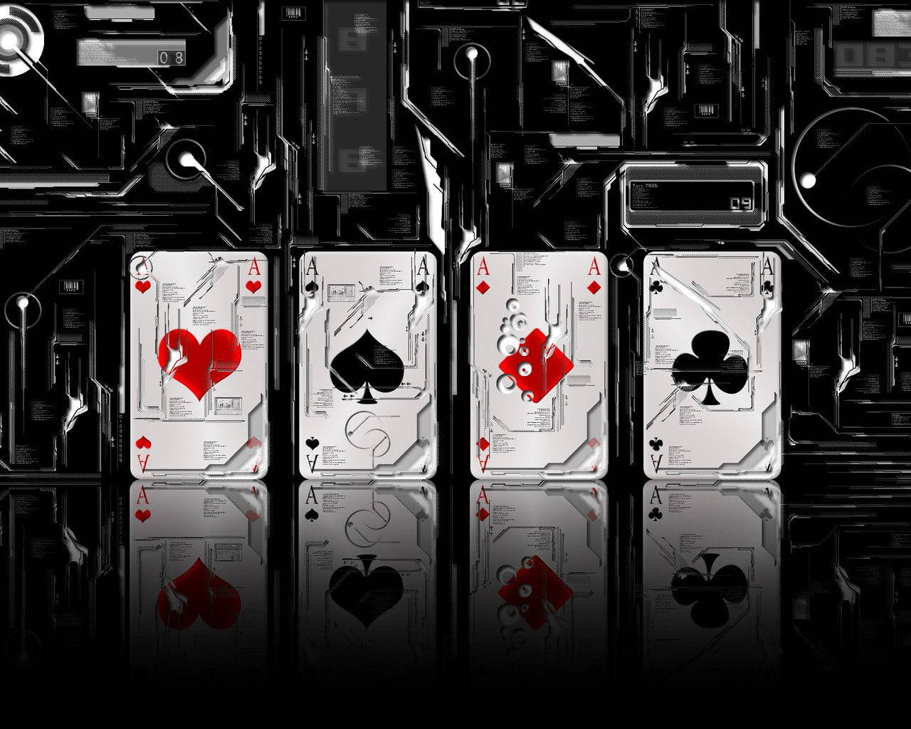 Four Aces Playing Cards Tech Wallpaper