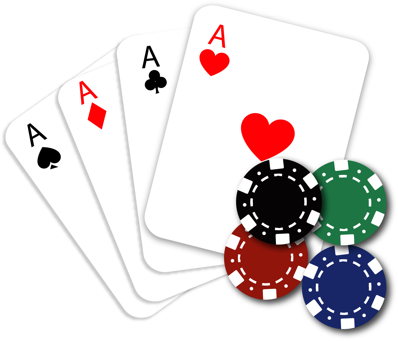 Four Aces Poker Handwith Chips PNG