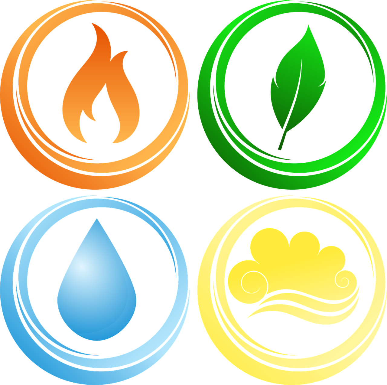 Four Elements Vector Illustration PNG