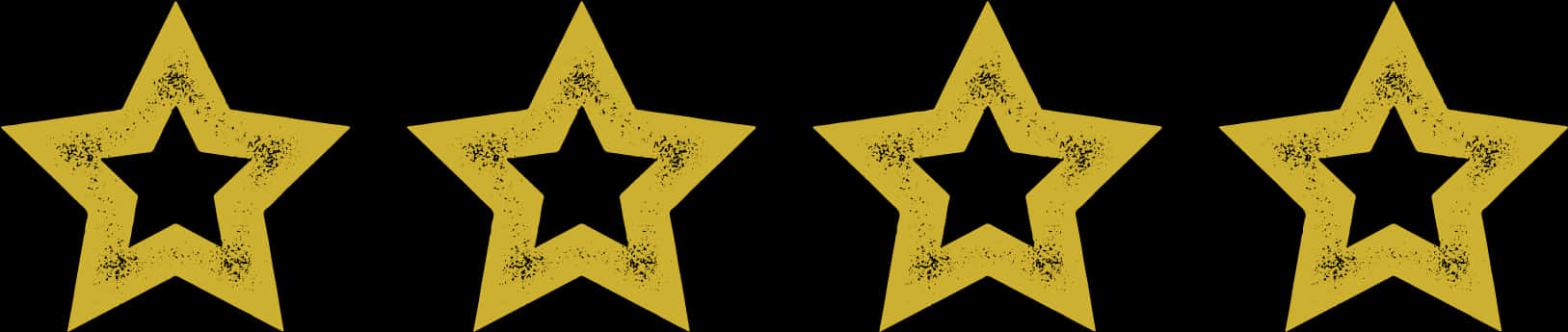 Four Grunge Yellow Stars Black Background PNG