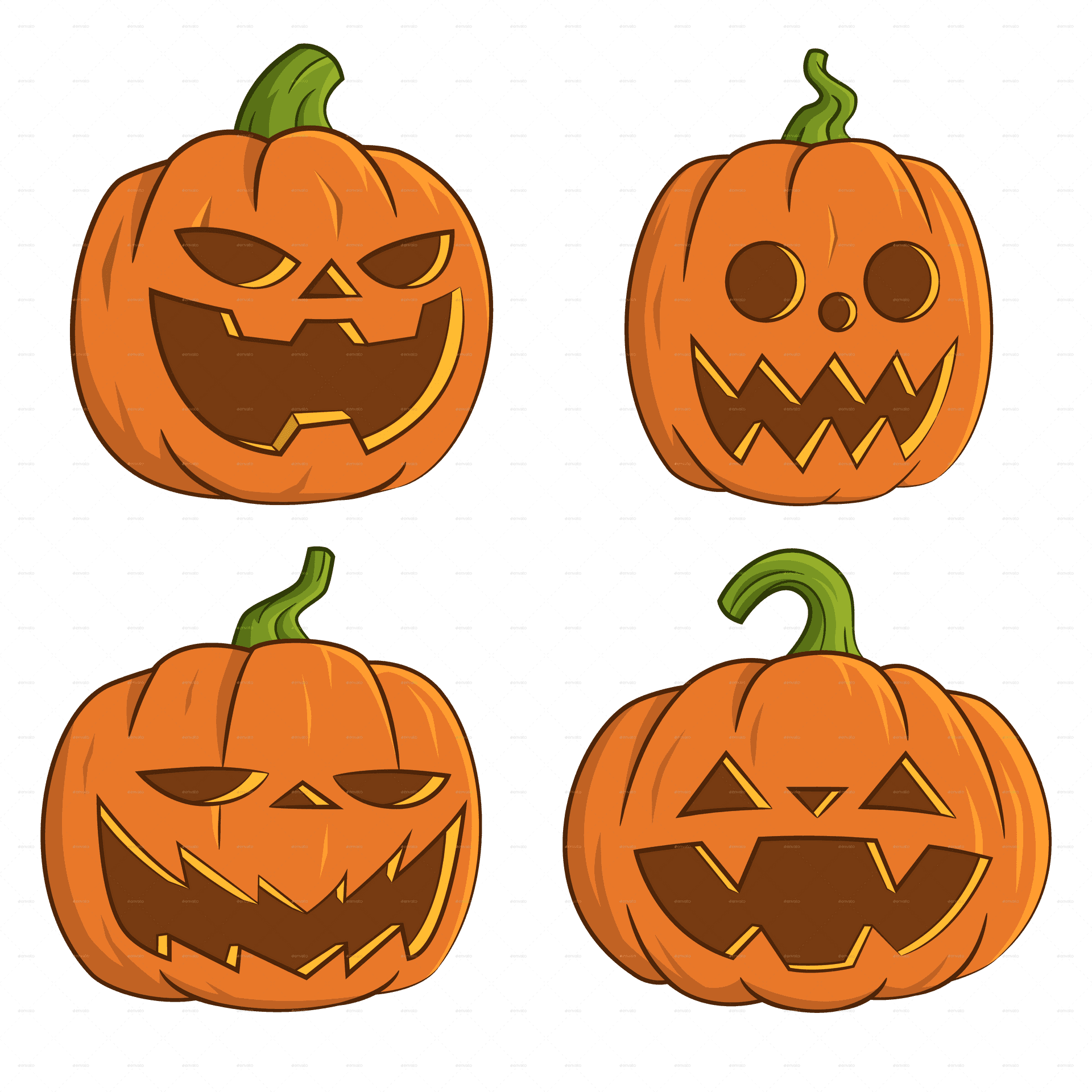 Four Jacko Lanterns Pattern PNG