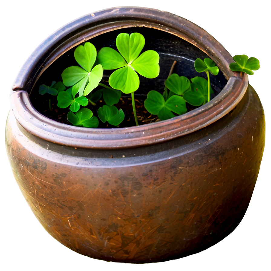 Four Leaf Clover In Pot Png Opc PNG