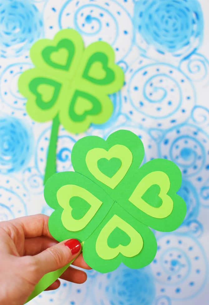 Four Leaf Clover Neon Paper Cut Outs Picture