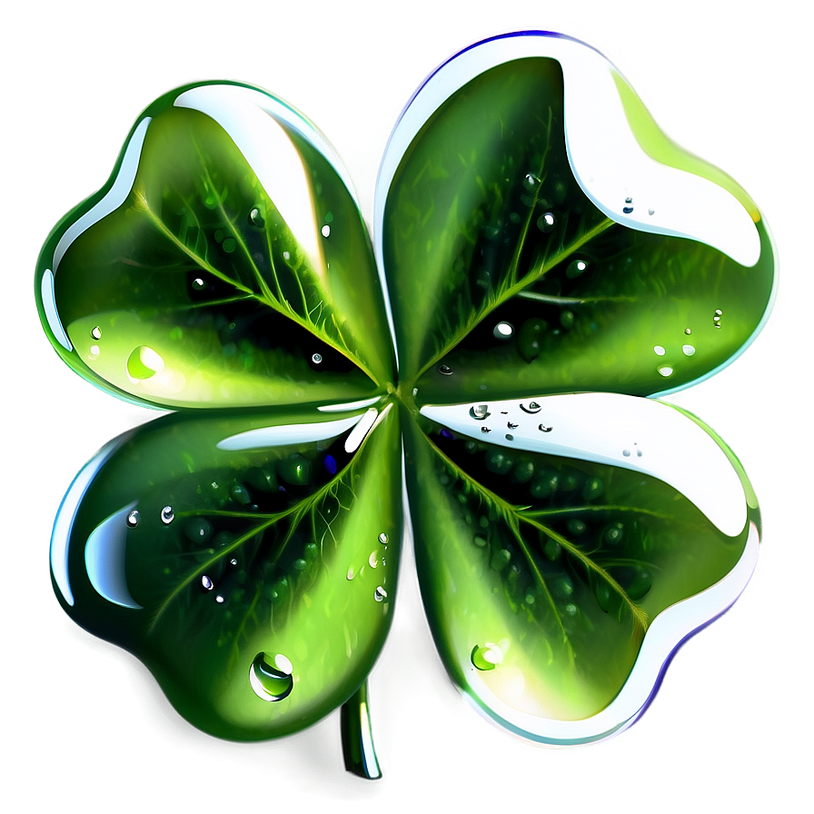 Four Leaf Clover With Dew Png Wrw PNG