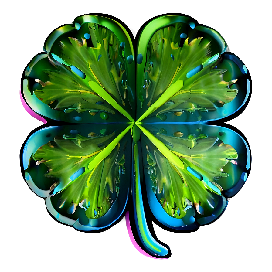 Four Leaf Clover With Stem Png 05252024 PNG