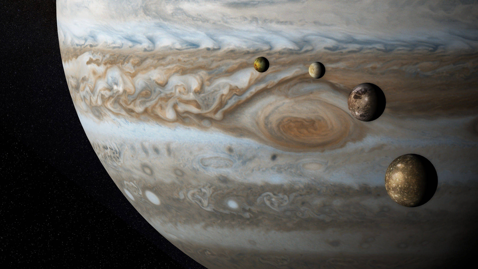 Four Moons of Jupiter Wallpaper