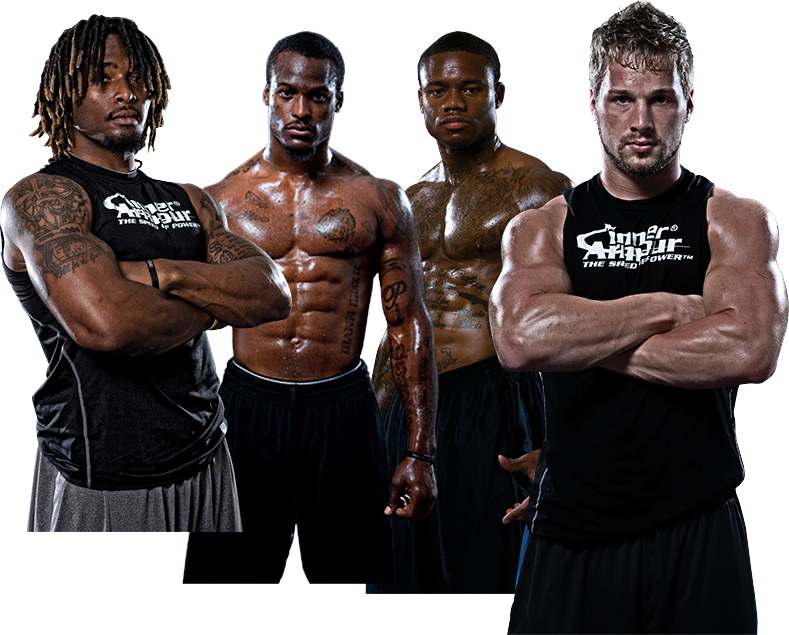 Four Muscular Athletes Posing PNG