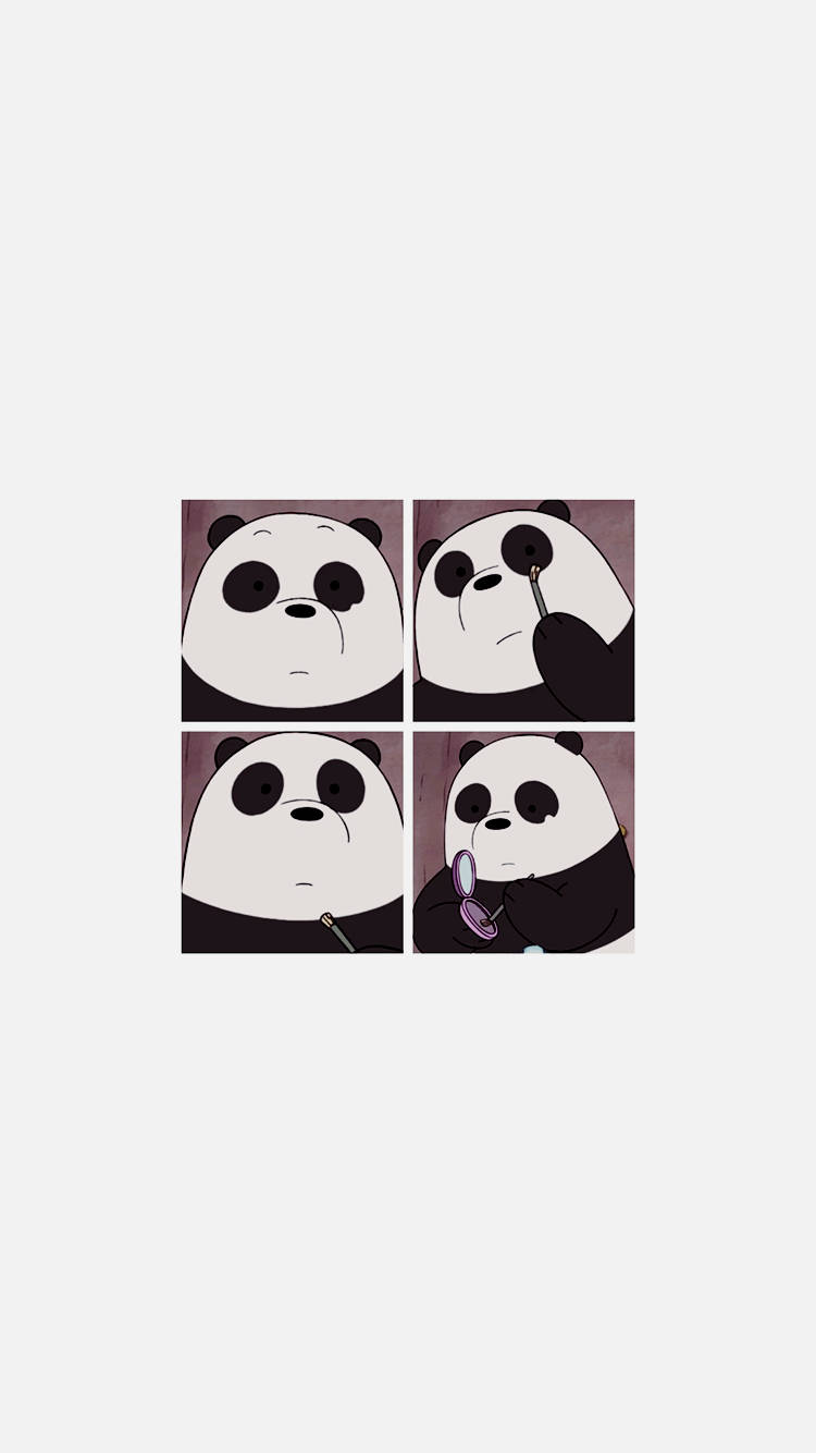 Four Panda We Bare Bears White Wallpaper