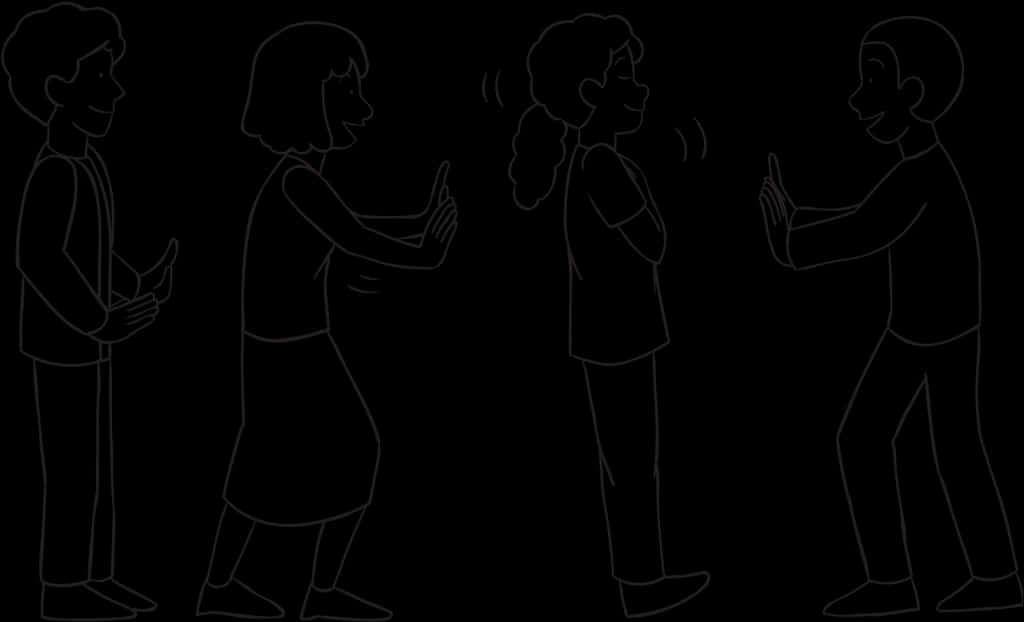 Four People Communicating Silhouette PNG