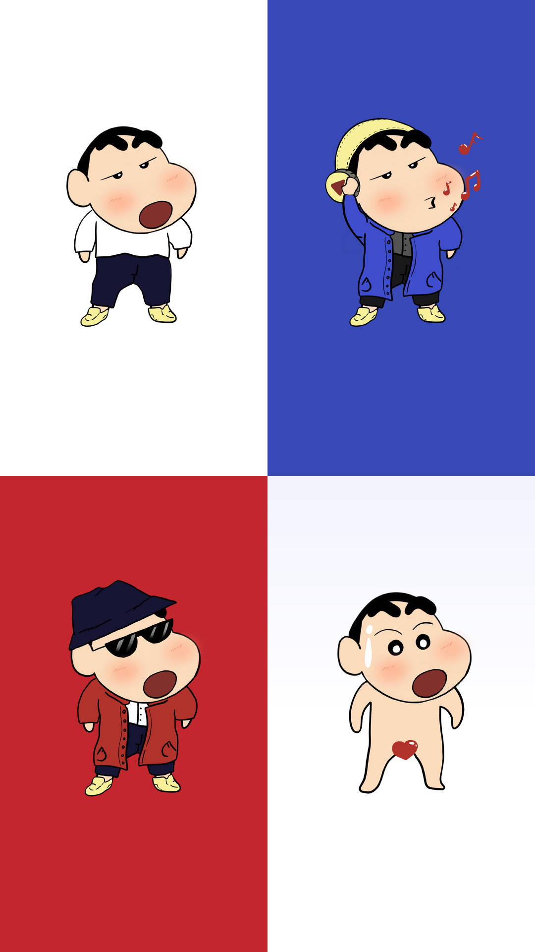 Four Piece Shin Chan Cartoon Outfits Wallpaper