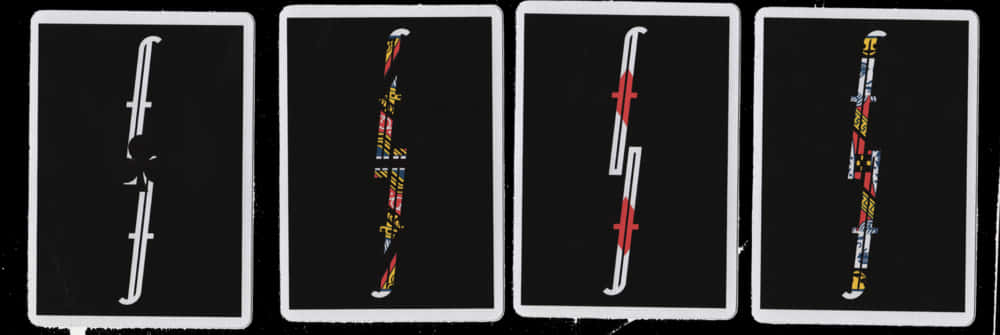 Four Playing Cards Artistic Design PNG