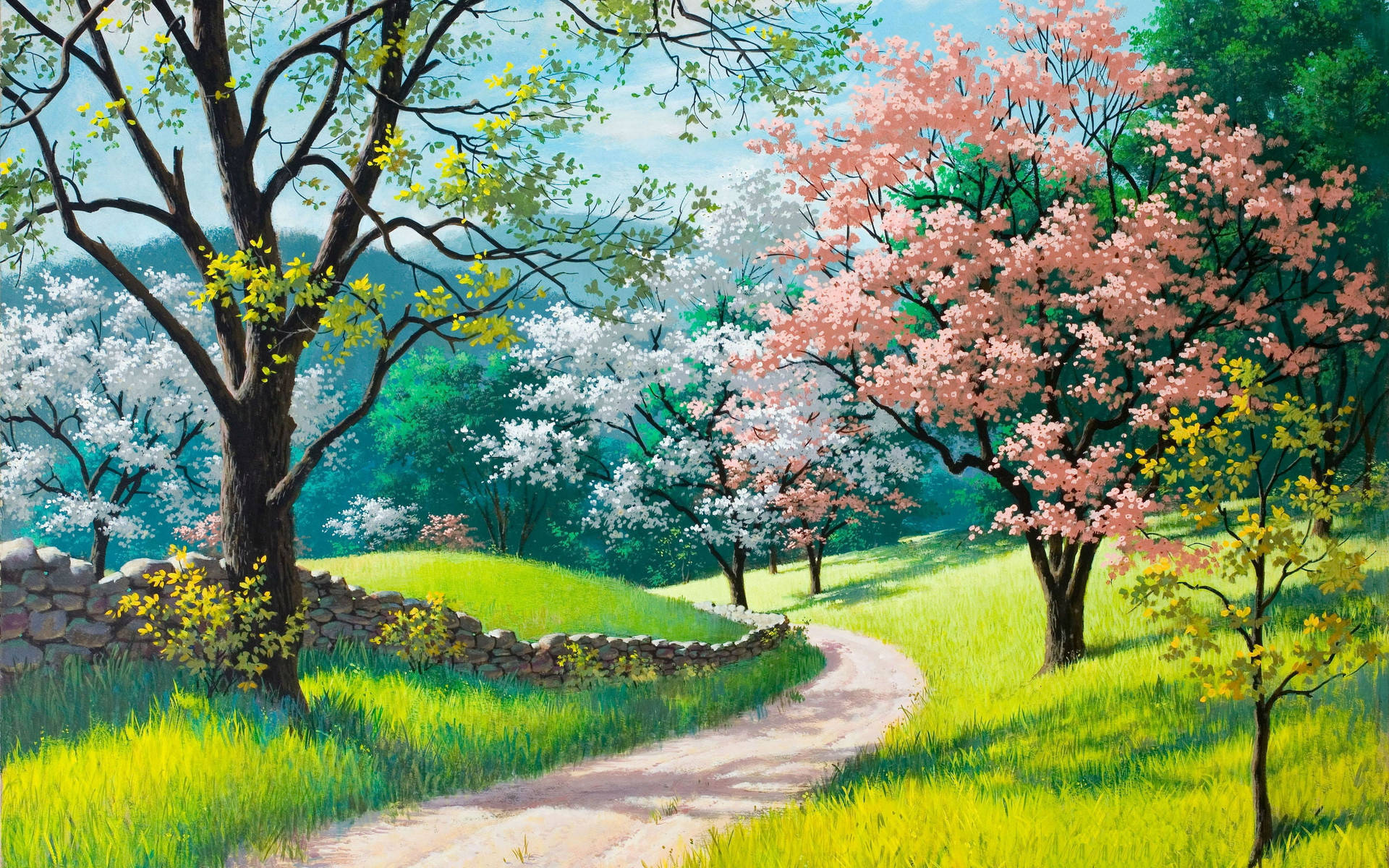 Four Seasons Trees Creative Art Background
