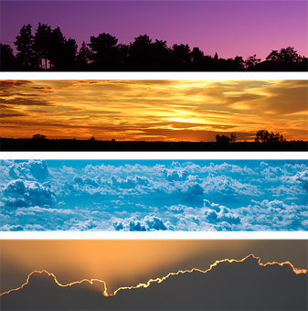 Four Sky Scenes Collage PNG