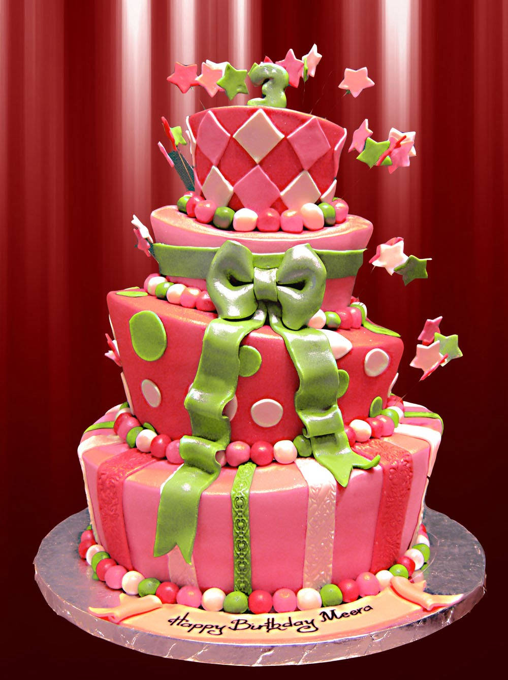 Four-tier Pink Birthday Cake