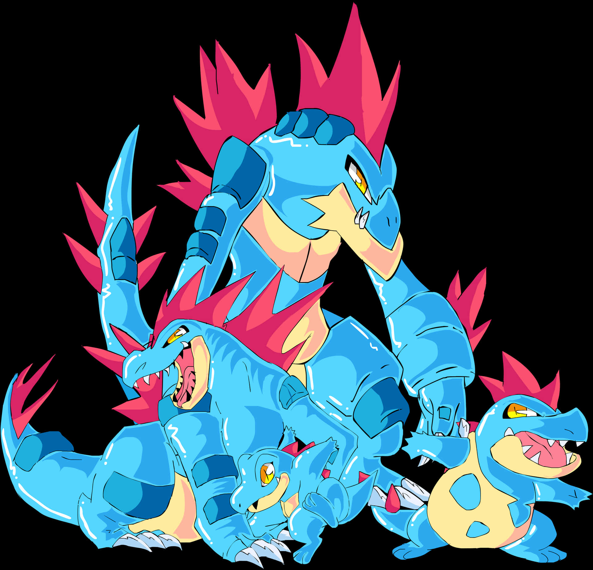 Four Totodile Evolutions Picture
