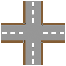 Four Way Intersection Top View PNG