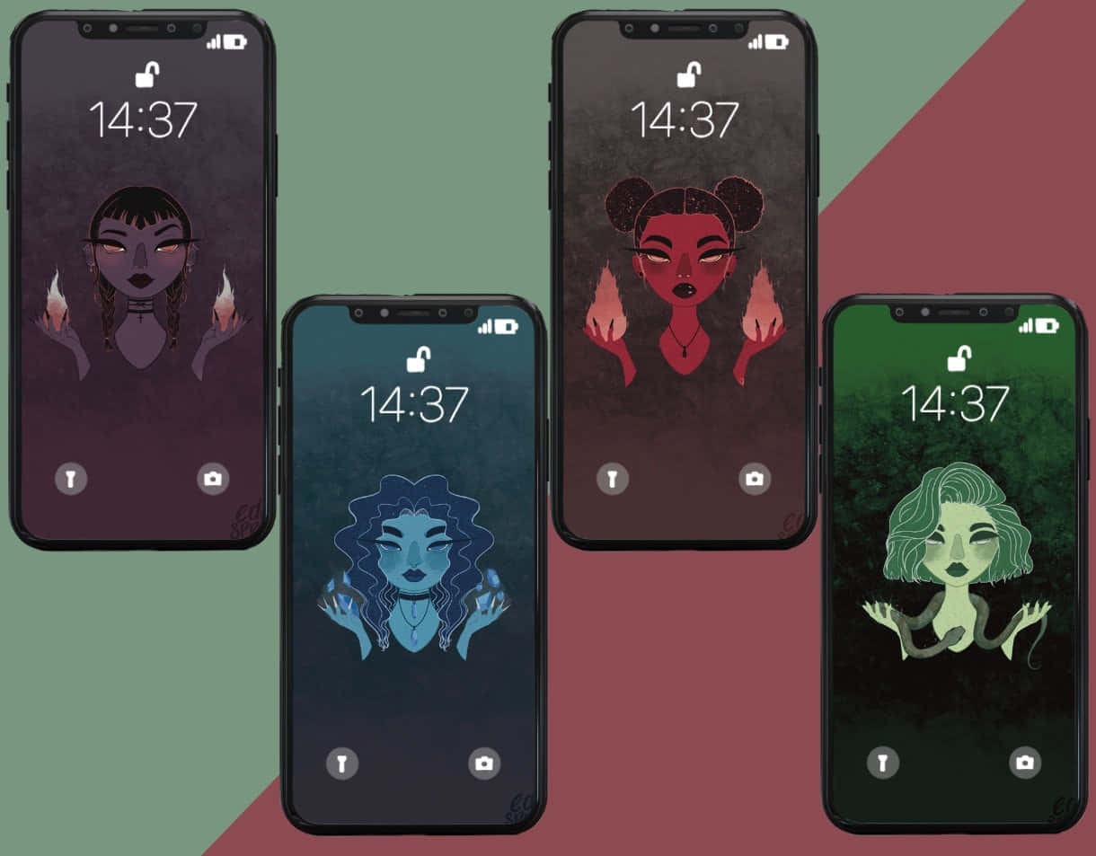 Four Witches With Powers Cute Witchy Wallpaper