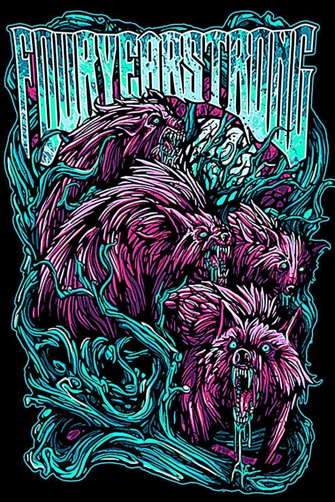 Four Year Strong Wolf Illustration Wallpaper