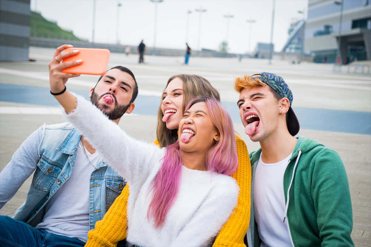 Four Young People Selfie Wallpaper