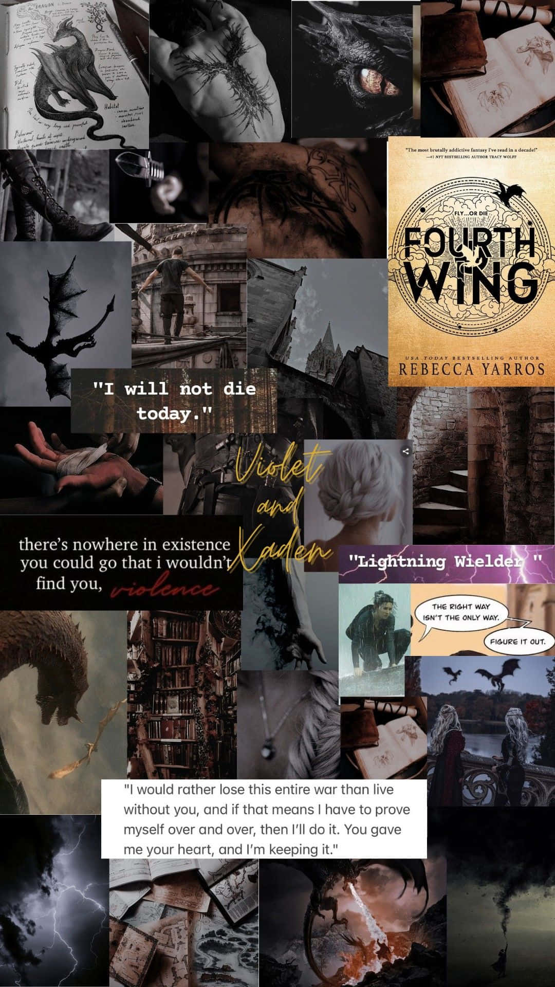 Fourth Wing Aesthetic Collage Wallpaper