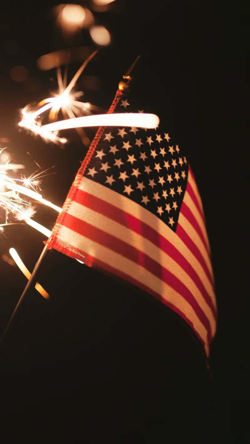 Fourthof July Sparklerand Flag Wallpaper