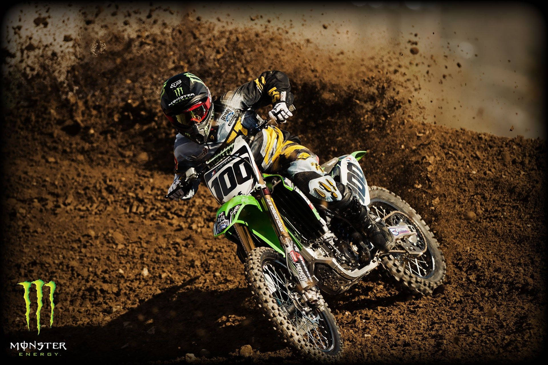 Fox Dirt Bike Motocross Racing On Mud Wallpaper