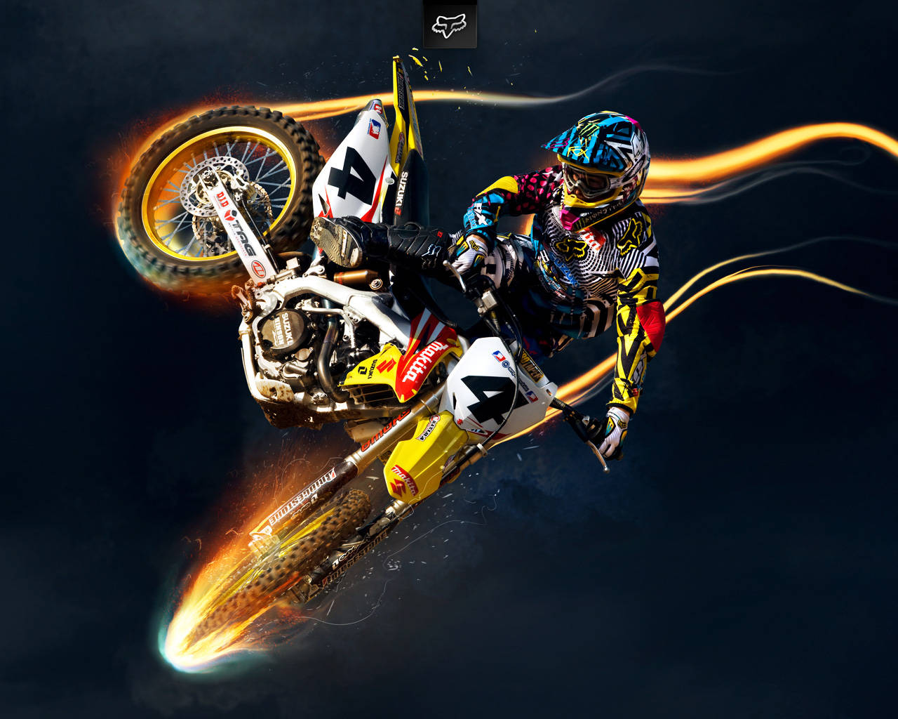Fox Racing Dirt Bike Digital Edit Wallpaper