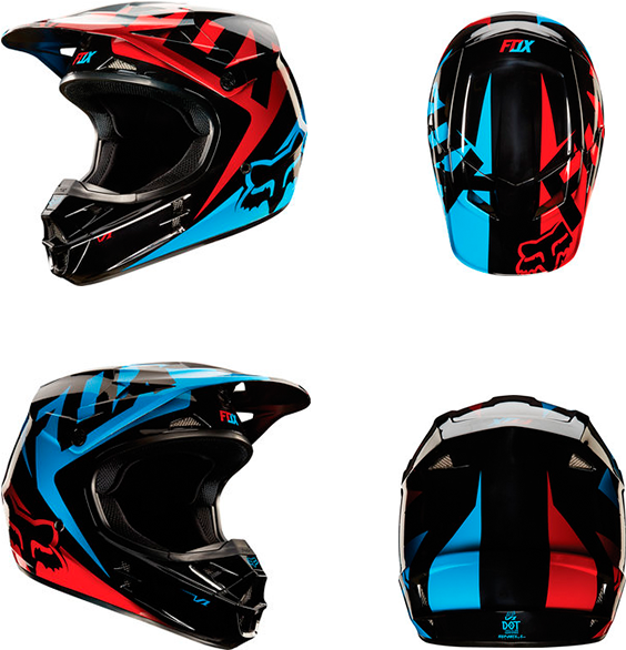 Fox Racing Motocross Helmet Multiple Views PNG