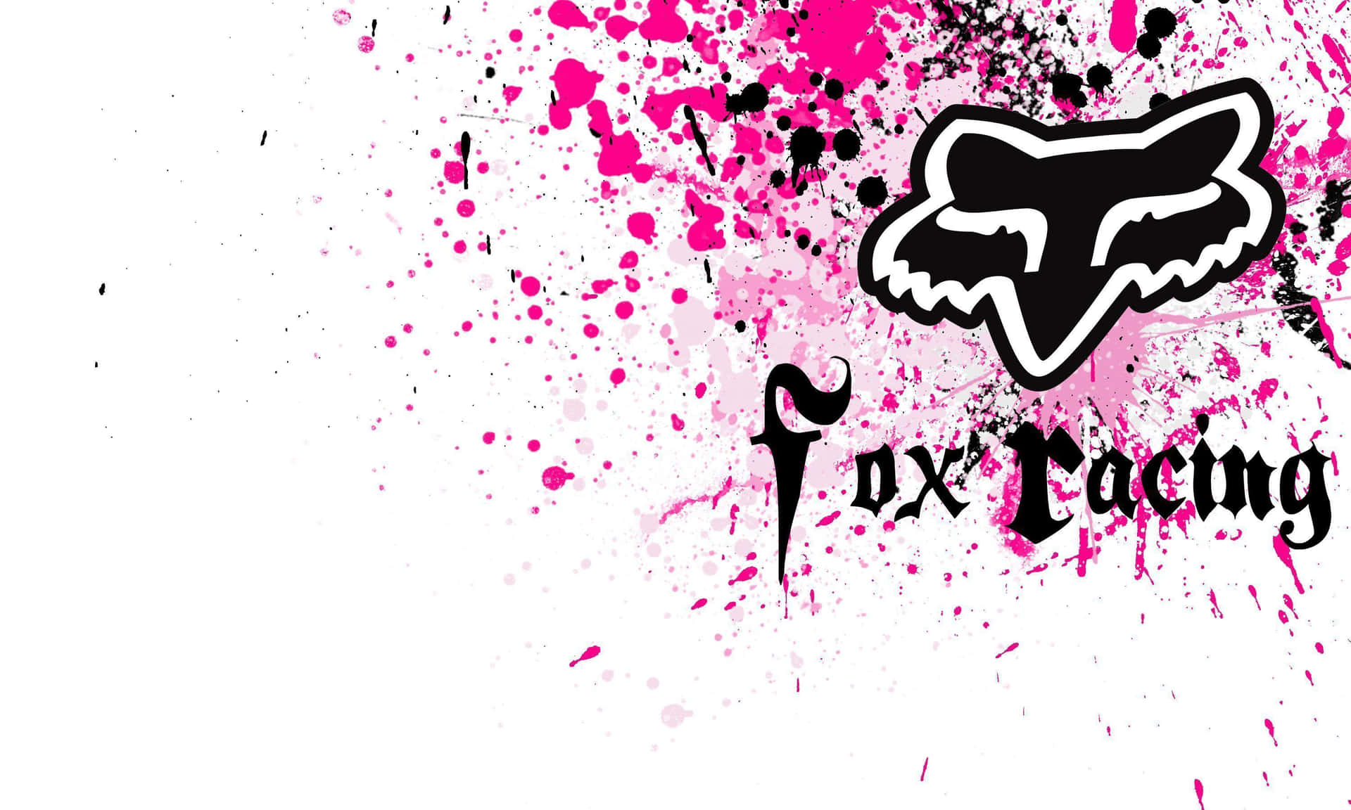 Foxracing-logotyp Med Rosa Färgstänk. Wallpaper