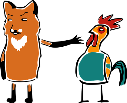 Foxand Rooster Cartoon PNG