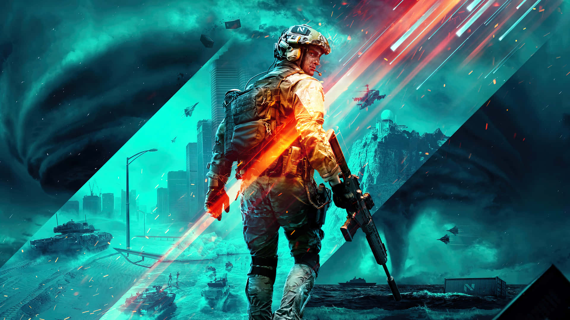 Intense FPS gaming action in a futuristic world Wallpaper