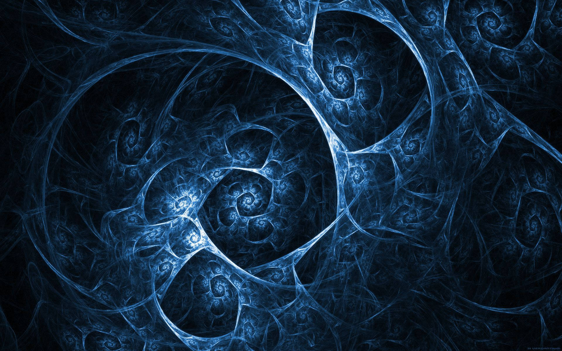 Fractal Blue Abstract Beautiful Dark Background Picture