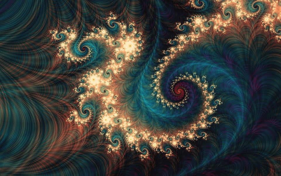 Et farverigt fraktalformer i gentagende spektakulært mønster.
