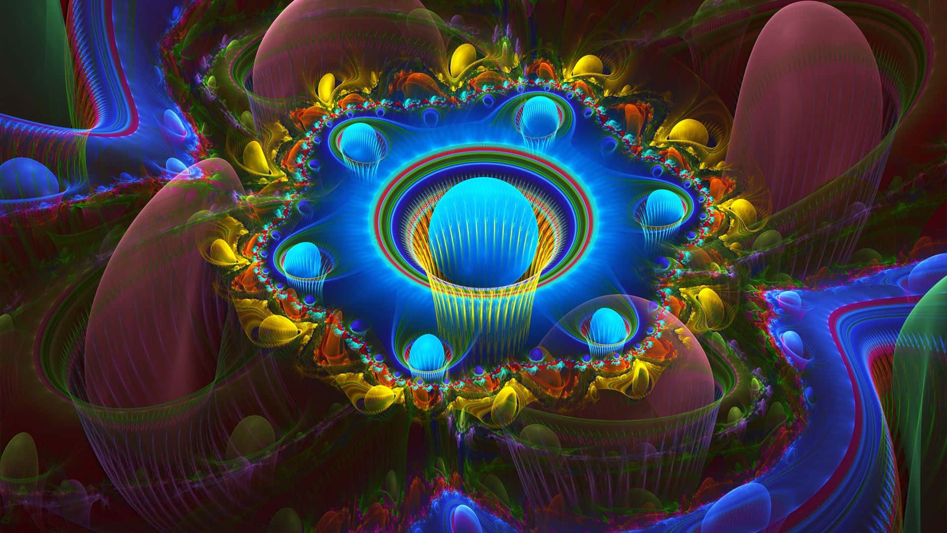 Neonpsychedelische Fraktale Wallpaper