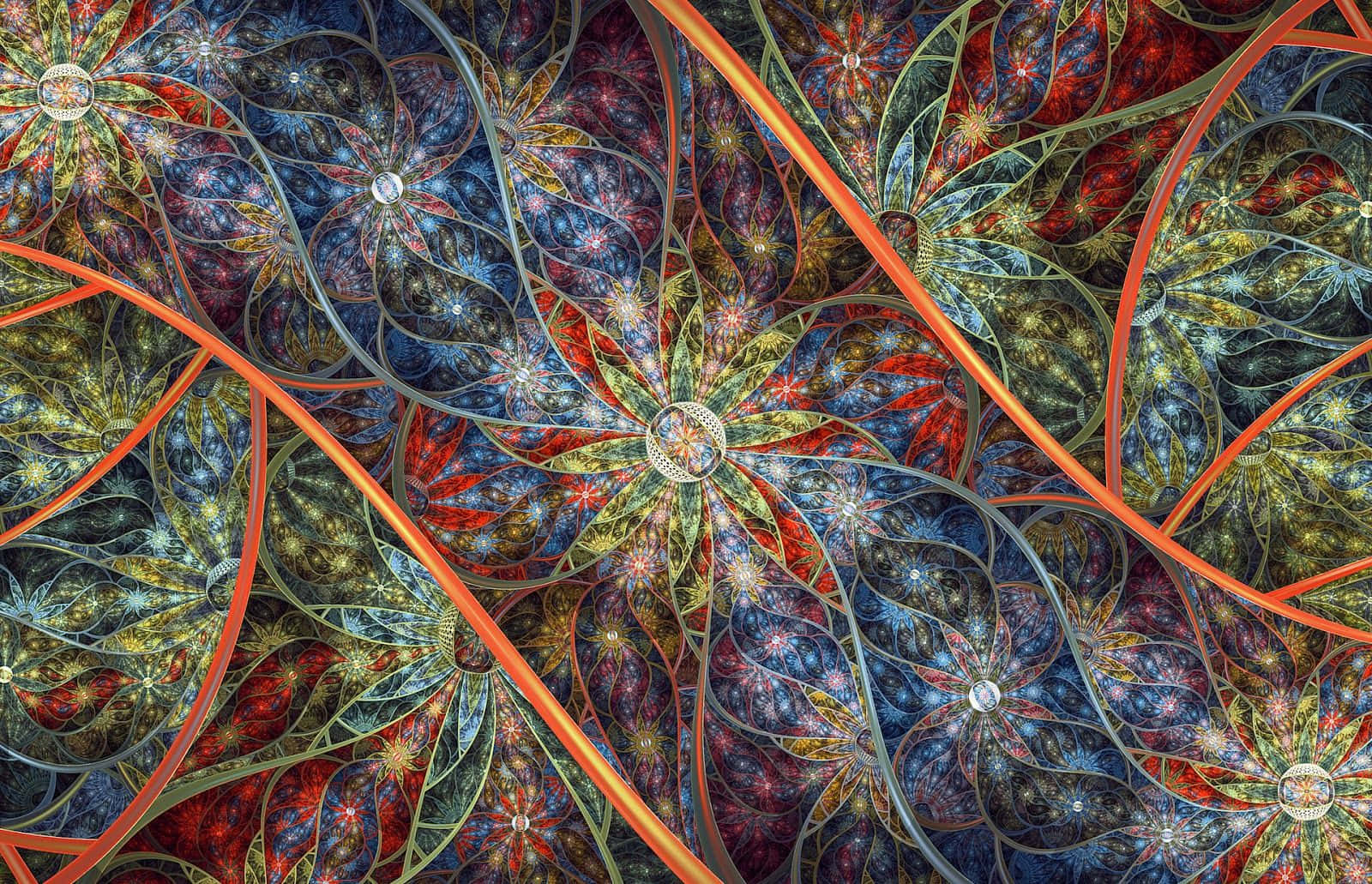 Retro-style Flower Fractals Wallpaper