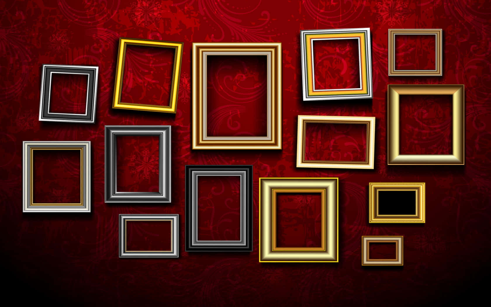 Picture Frames On Red Wall