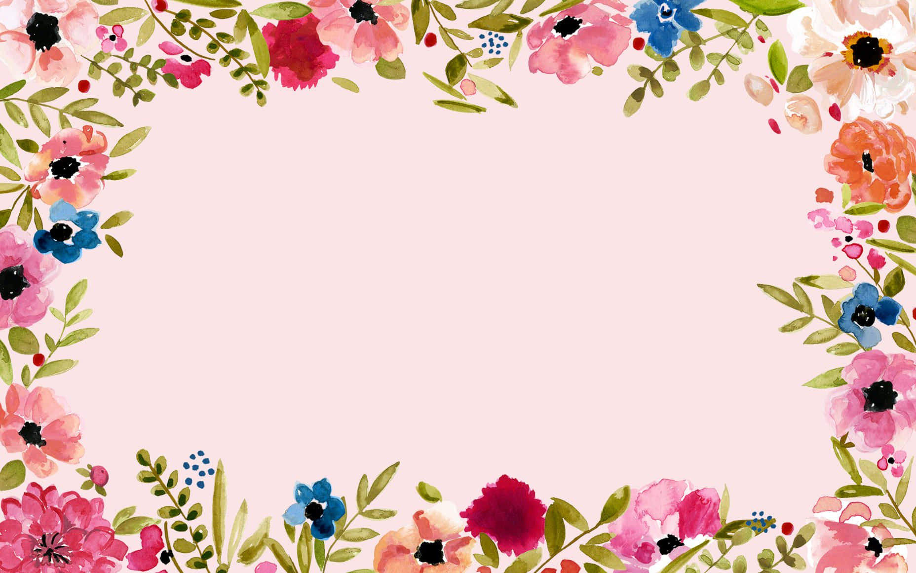 A Pink Floral Frame With Flowers On It