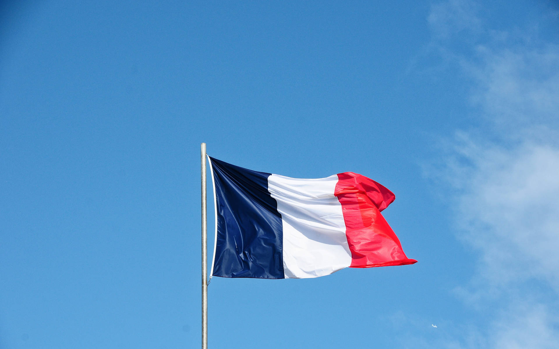 France Flag Waving On Wind