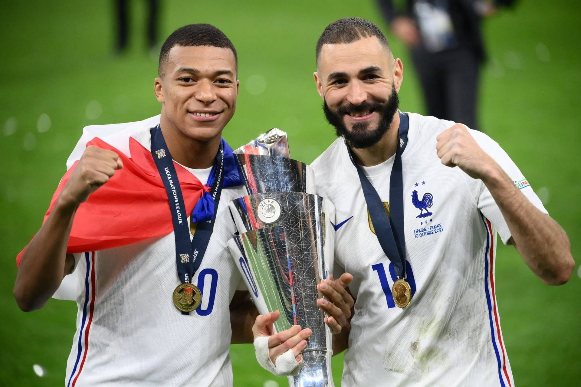 France National Football Team Benzema And Mbappe Wallpaper