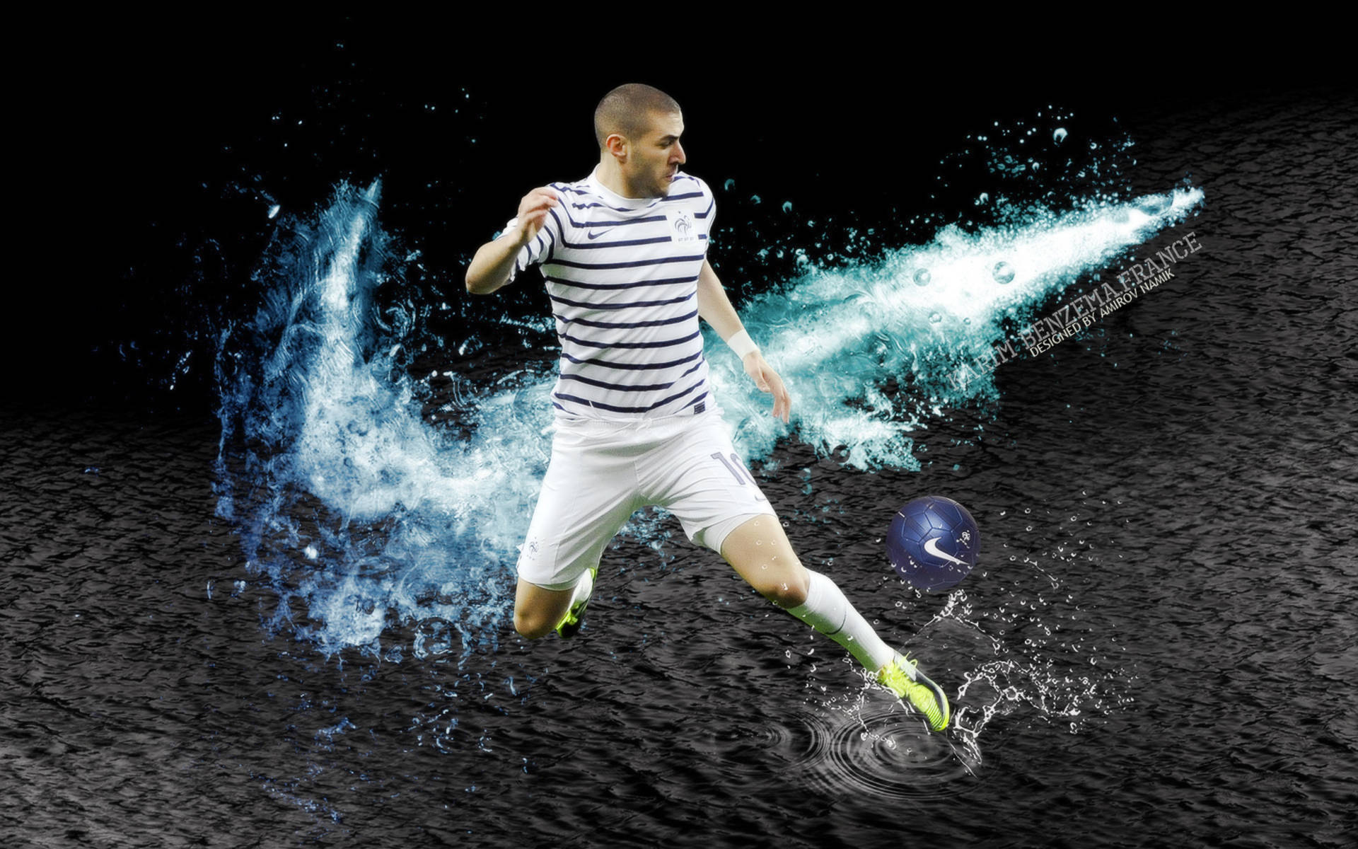 Fransk National Fodboldhold Karim Benzema Nike Logo Wallpaper