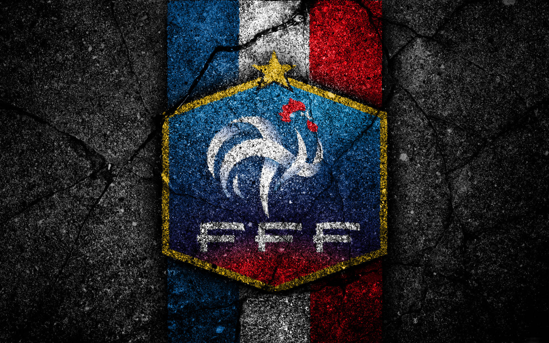 France National Football Team Logo Asphalt Texture Wallpaper