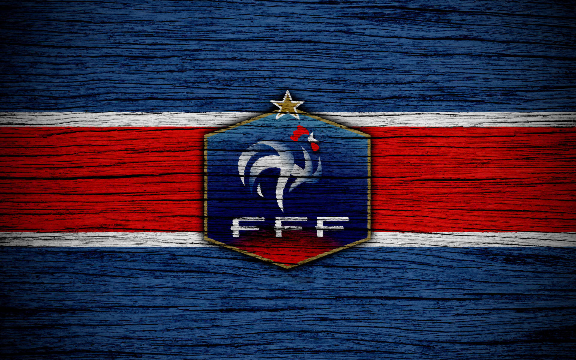 France National Football Team Wood Texture Logo Wallpaper
