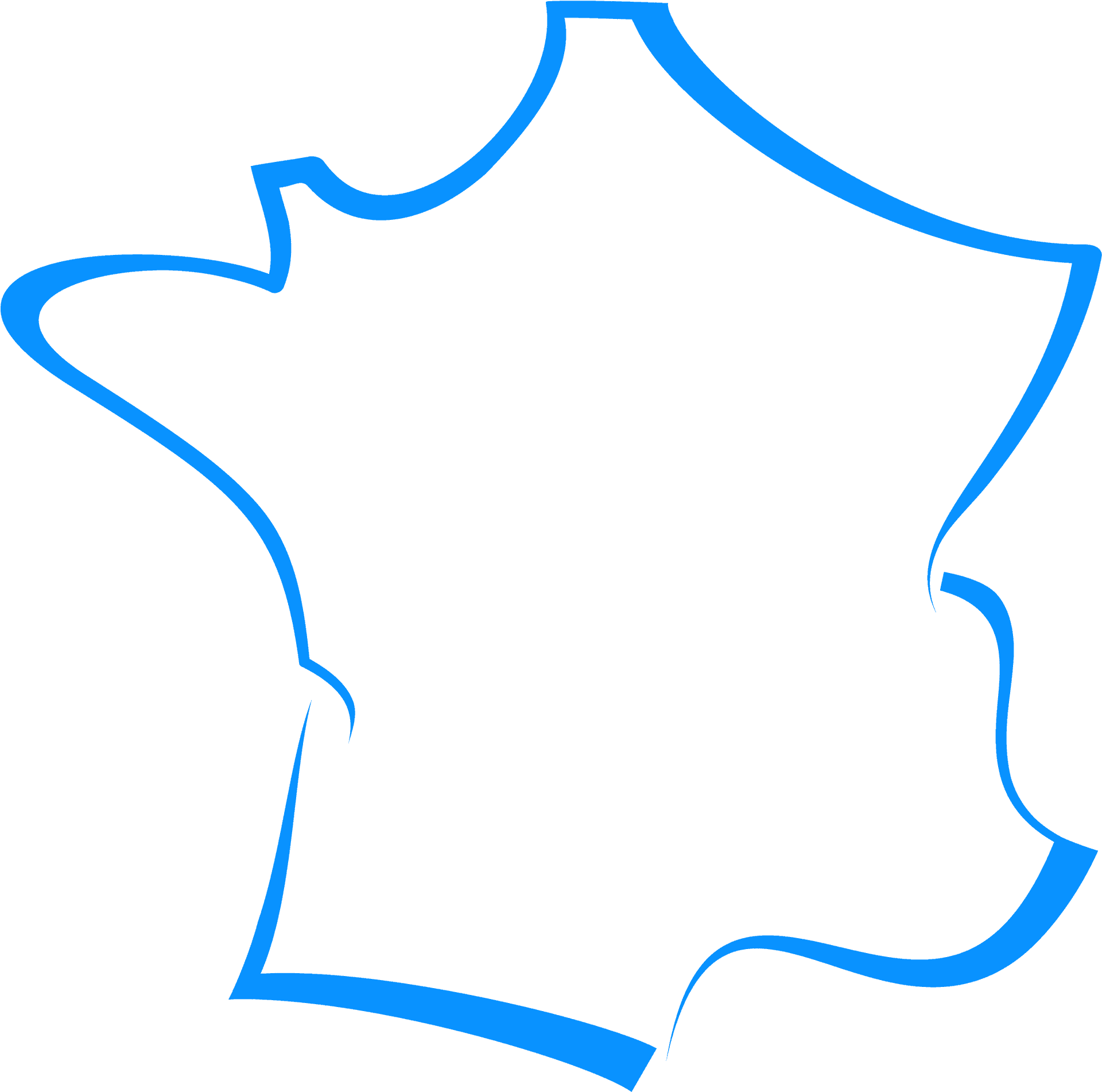 France Outline Map Blue PNG