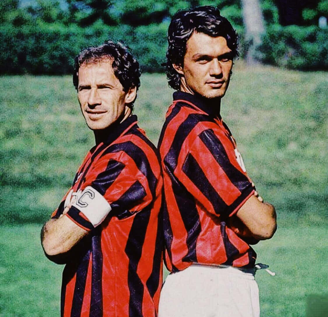 Franco Baresi And Teammate Paolo Maldini Background