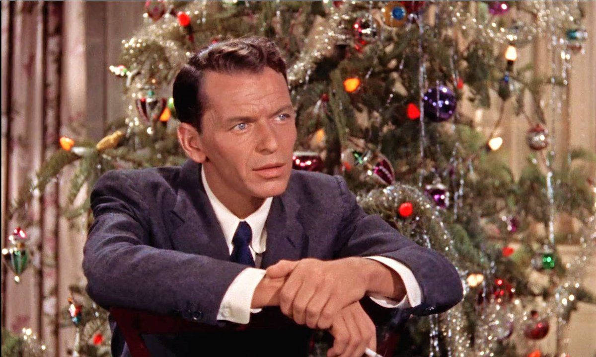 Frank Sinatra And Colorful Christmas Tree Wallpaper