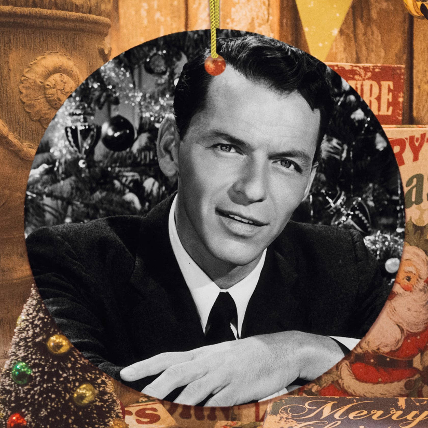 Frank Sinatra Christmas-Themed Poster Wallpaper